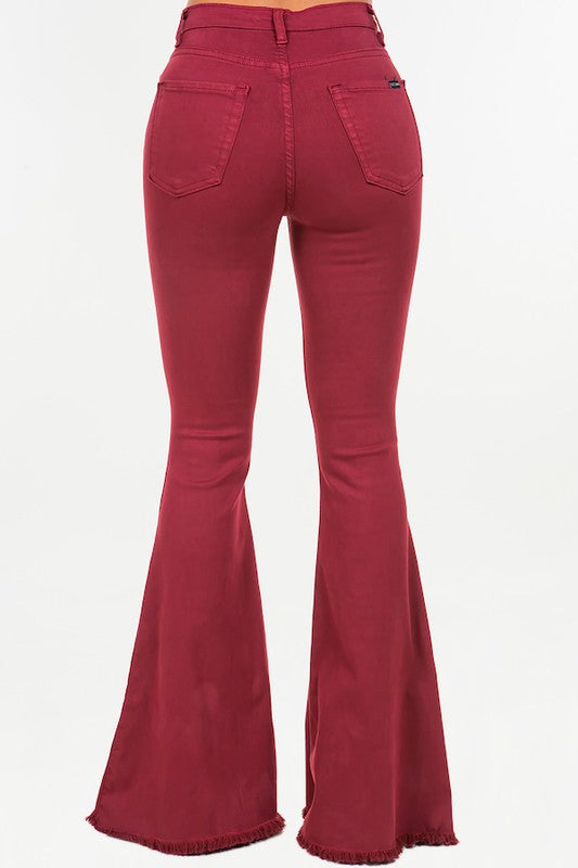 Crimson Bell Bottom Jean