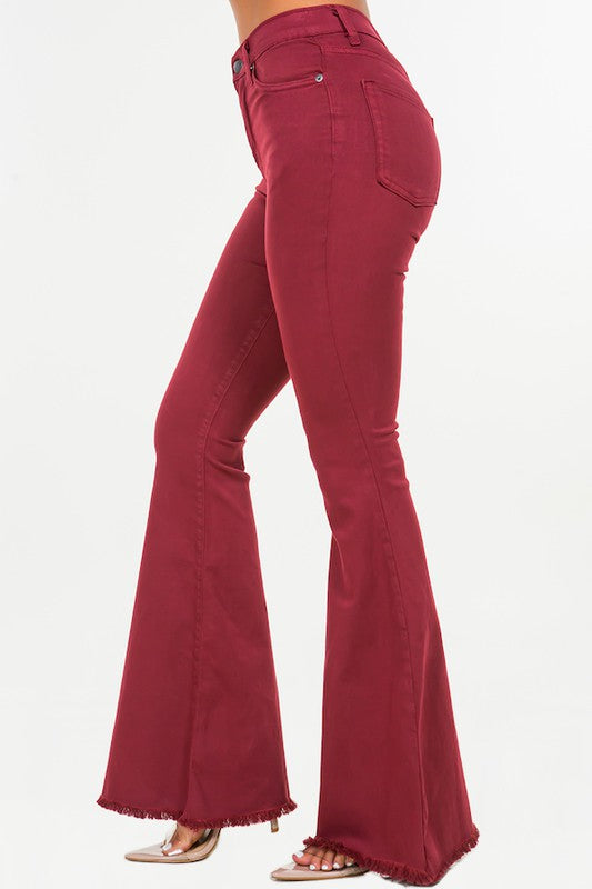 Crimson Bell Bottom Jean