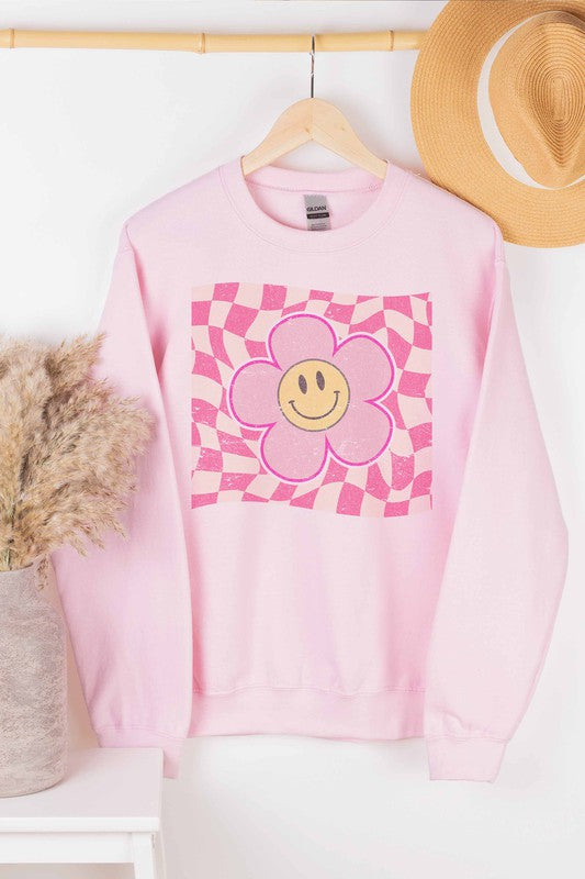 Pretty in Pink Checkered Sweatshirt