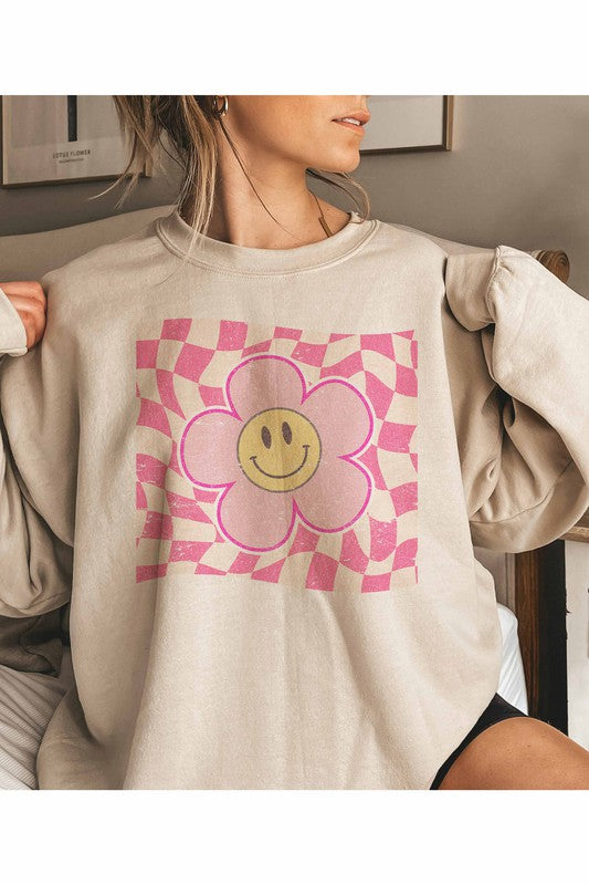 Pretty in Pink Checkered Sweatshirt