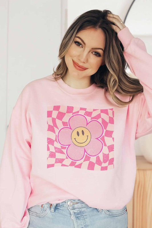 Pretty in Pink Checkered Sweatshirt