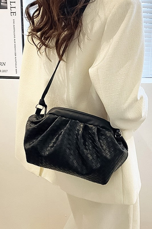 Faux Leather Woven Bag