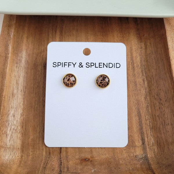 Sparkle Leopard Studs