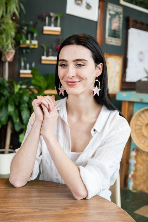 Coral Rosie Star Earrings