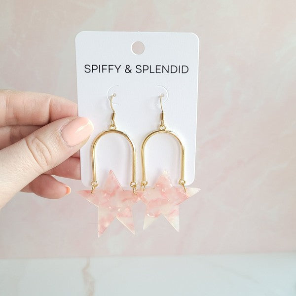Coral Rosie Star Earrings