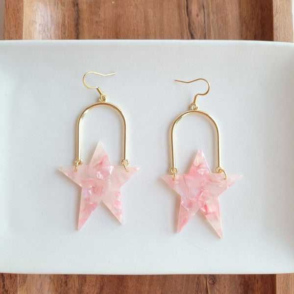 Coral Rosie Star Earrings