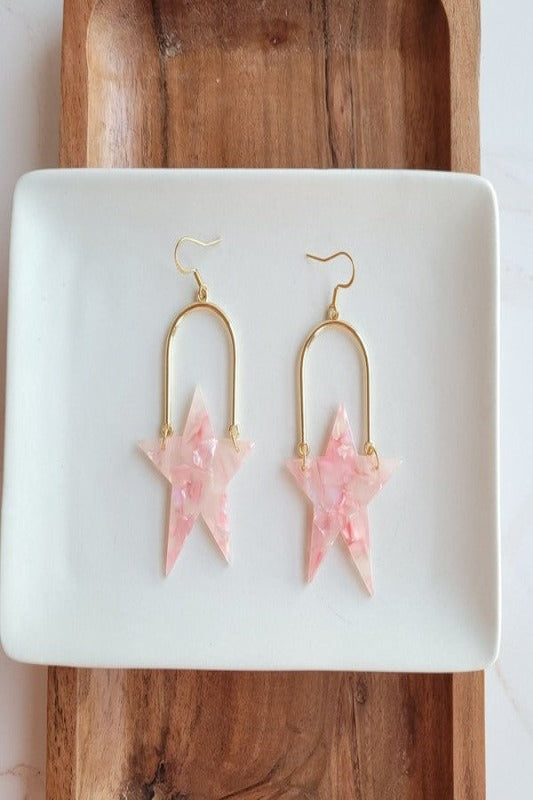 Coral Rosie Star Earrings