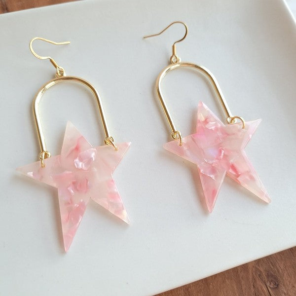 Coral Rosie Star Earrings