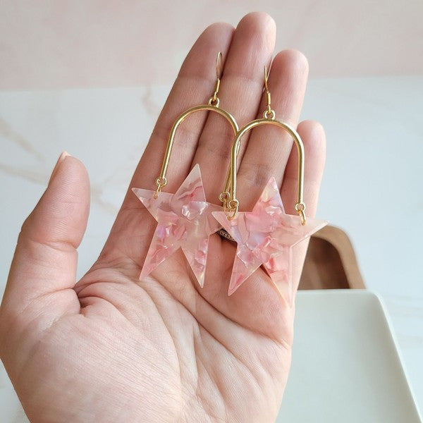 Coral Rosie Star Earrings