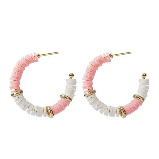 Pink & White Hoop Earrings