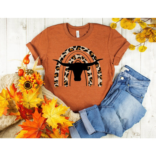 Longhorn Rainbow Leopard Tee