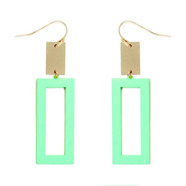 Mint Rectangle Earrings