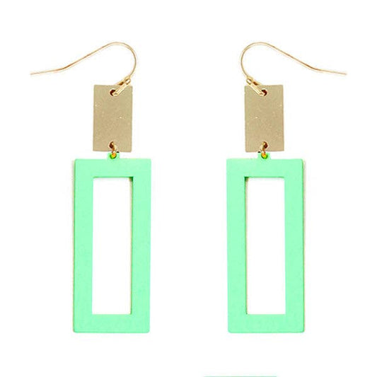 Mint Rectangle Earrings