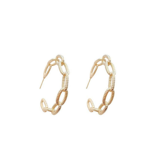 Gold Link Hoop Earrings